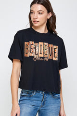 CTS-E3167 Believe Fall Christian Graphic Relaxed Crop Top $11