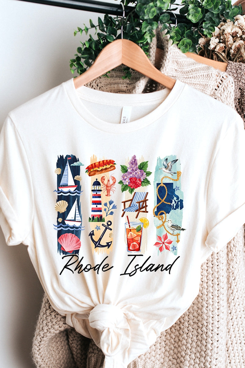 US3001-E3061RI Rhode Island State Brushstroke Graphic Tee $12.5