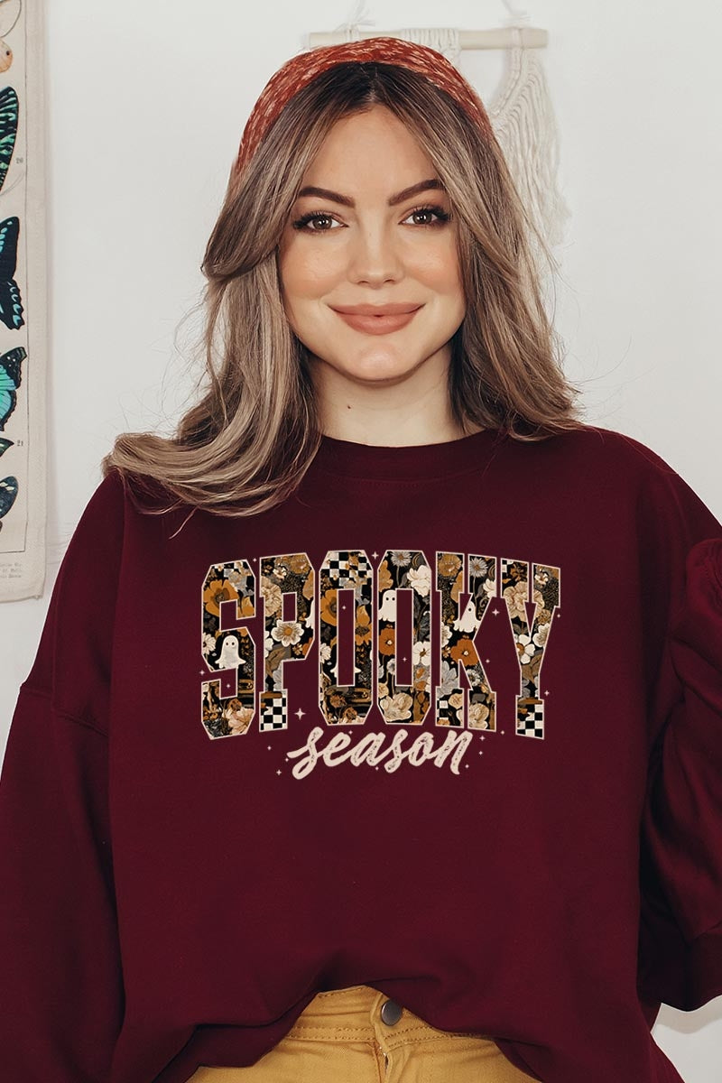 UL180P-E3105 Spooky Season Halloween Graphic Plus Sweatshirt $25