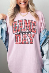 5000P-E3126 Red Gingham Game Day Graphic Plus Heavy Cotton Tee $12.75