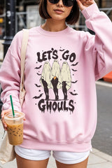 UL180P-E3160 Letu2019s Go Ghouls Ghost Graphic Plus Sweatshirt $25