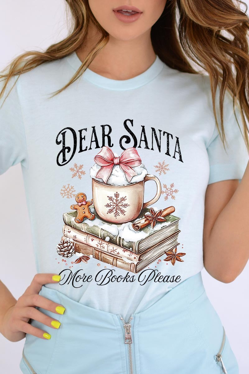 US3001P-E3205 Dear Santa Books Graphic Plus Tee $16