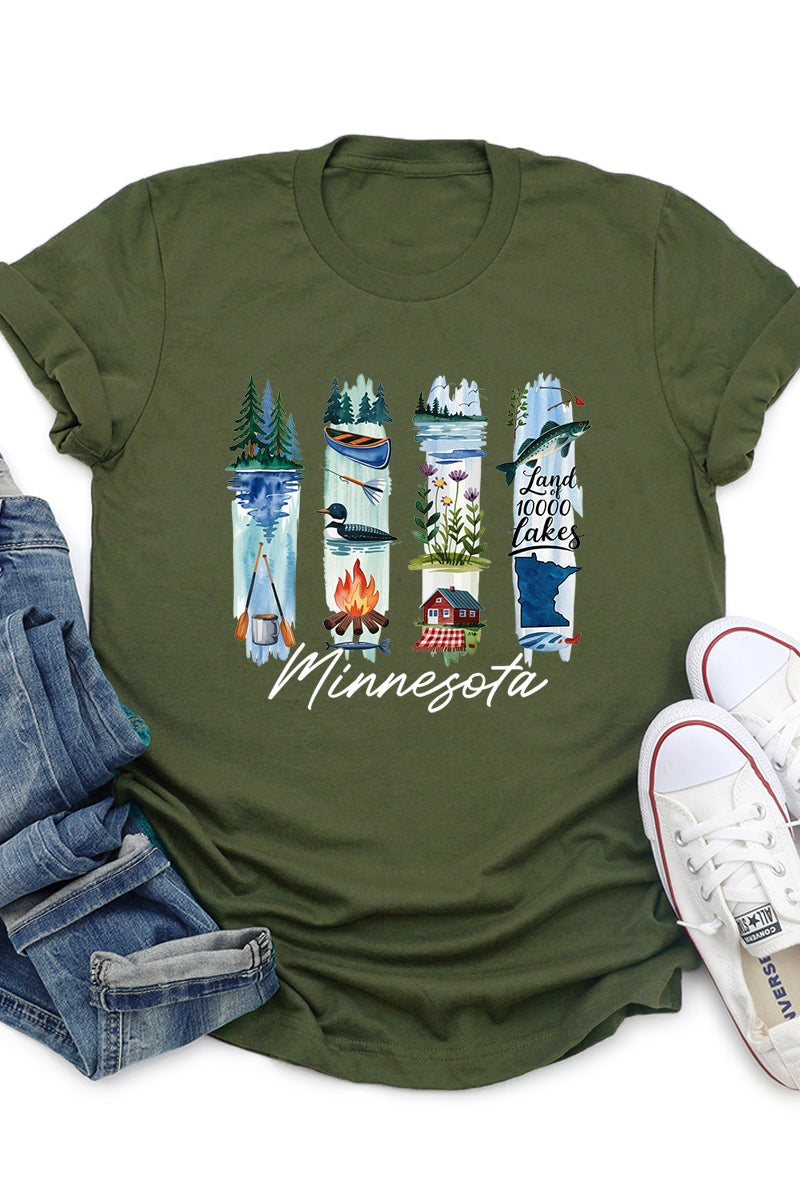 US3001-E3061MN Minnesota State Brushstroke Graphic Tee $12.5