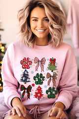 UL180P-E3195 Christmas Bow Paw Graphic Plus Sweatshirt $25
