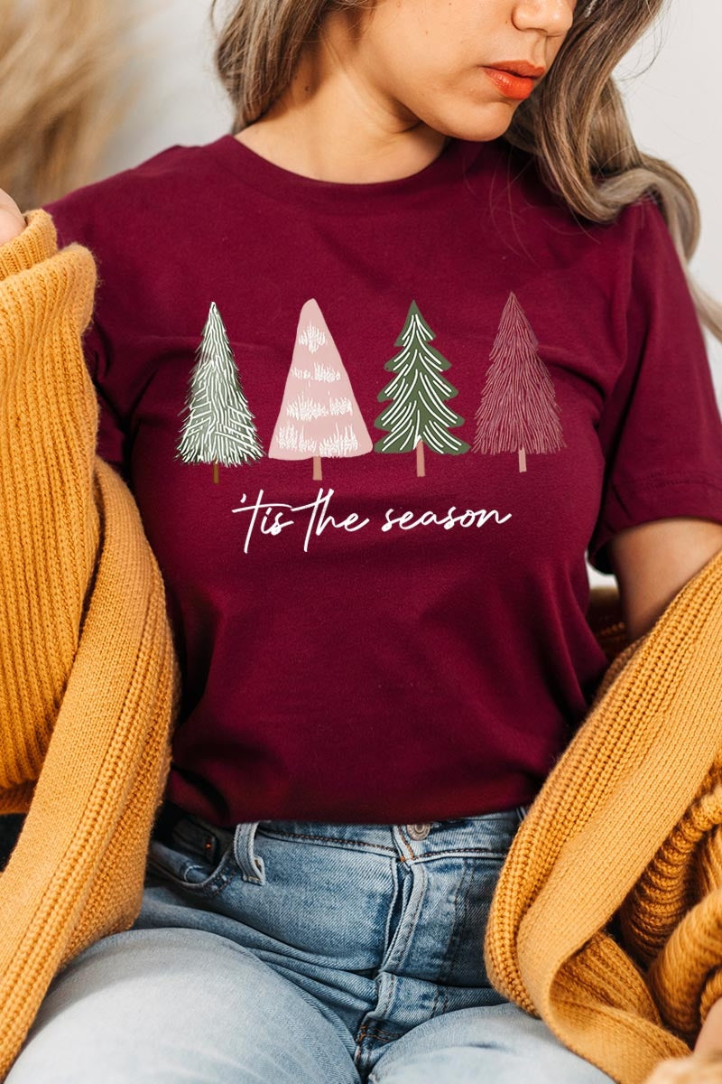 US3001-E3218 Rustic Christmas Trees Graphic Tee $12.5