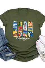 US3001P-E3061MI Michigan State Brushstroke Graphic Plus Tee $16