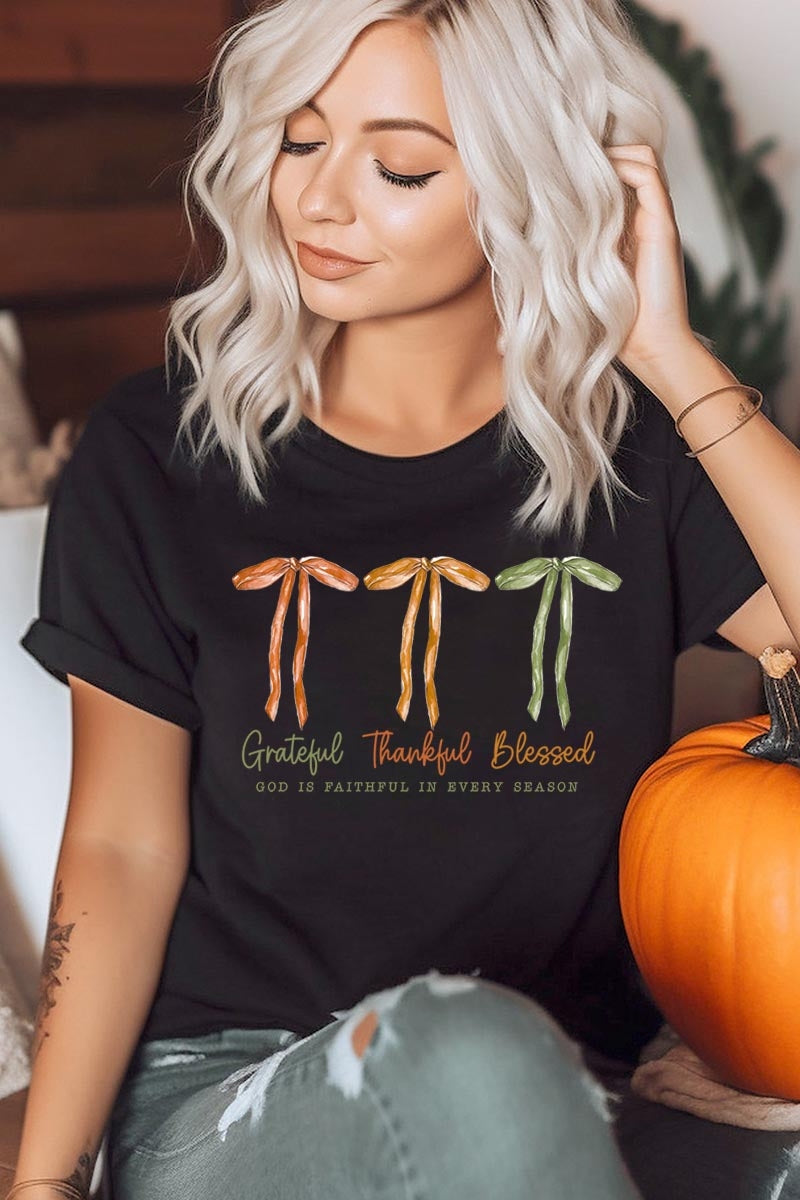 US3001-E3111 Grateful Thankful Blessed Graphic Tee $12.5