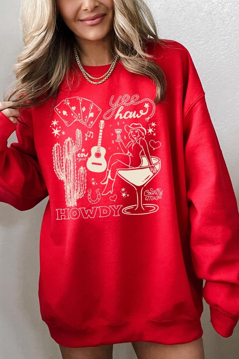 UL180P-E3097 Cowgirl Country Music Graphic Plus Sweatshirt $25