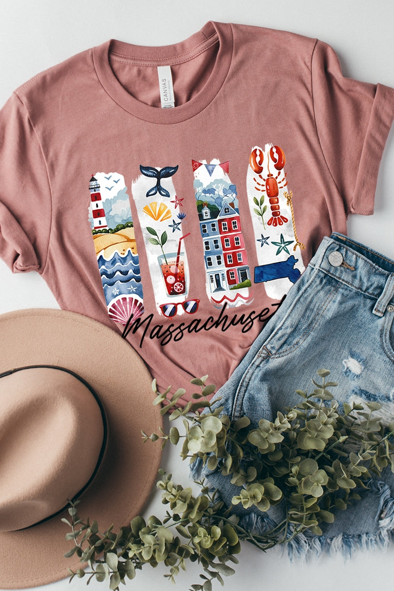 US3001P-E3061MA Massachusetts State Brushstroke Graphic Plus Tee $16