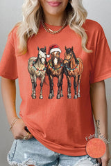 5000P-E3182 Christmas Horses Graphic Plus Heavy Cotton Tee $12.75
