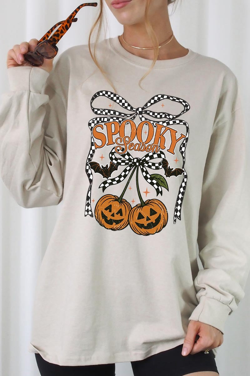 UL240-E3085 Pumpkin Cherries Graphic Long Sleeve Tee $13.75