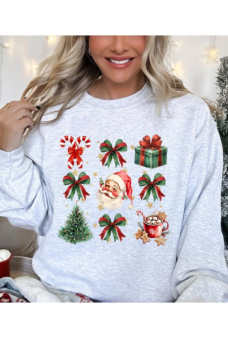 UL180-E3217 Santa Gifts & Bows Christmas Graphic Sweatshirt $20