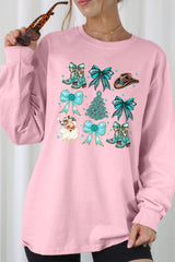 UL240-E3180 Western Christmas Graphic Long Sleeve Tee $13.75