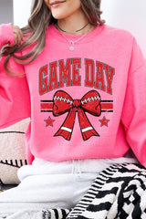 UL180P-E3062 Red Game Day Football Bow Graphic Plus Sweatshirt $25