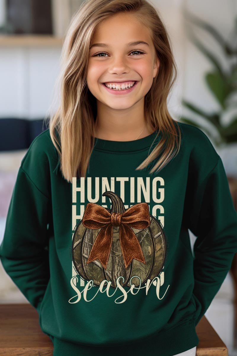 UL180B-E3190Z Hunting Pumpkin Bow Kids Graphic Sweatshirt $20
