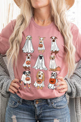 US3001P-E3106 Halloween Ghost Dog Graphic Plus Tee $16