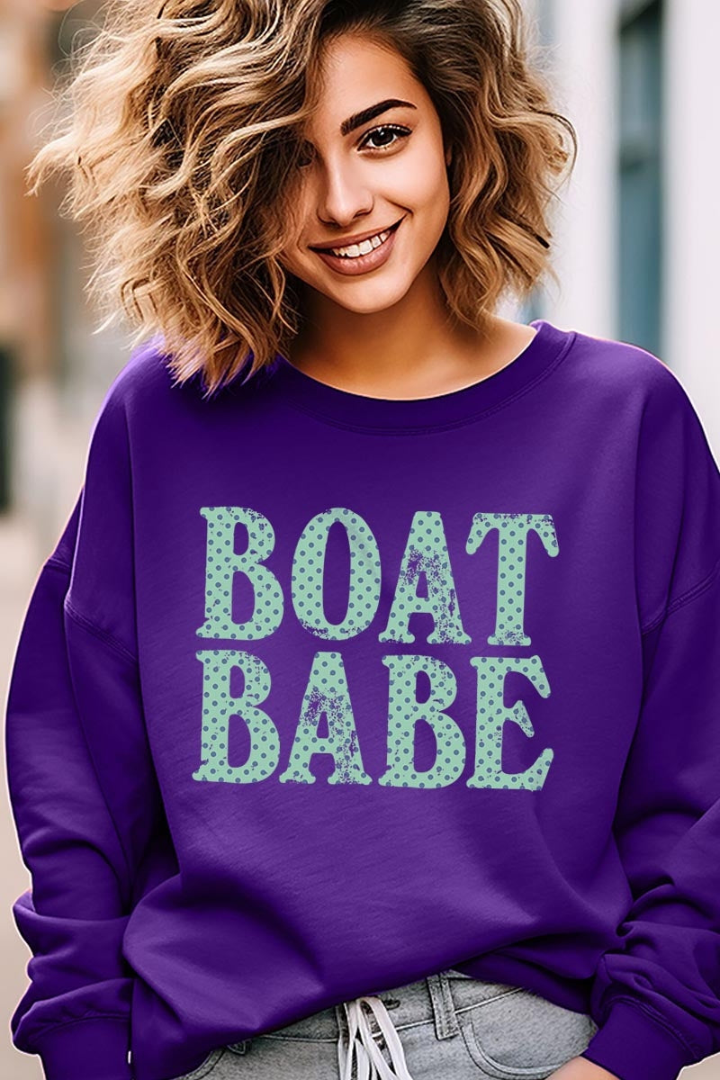 UL180-E3466 Boat Babe Dot Graphic Sweatshirt $20
