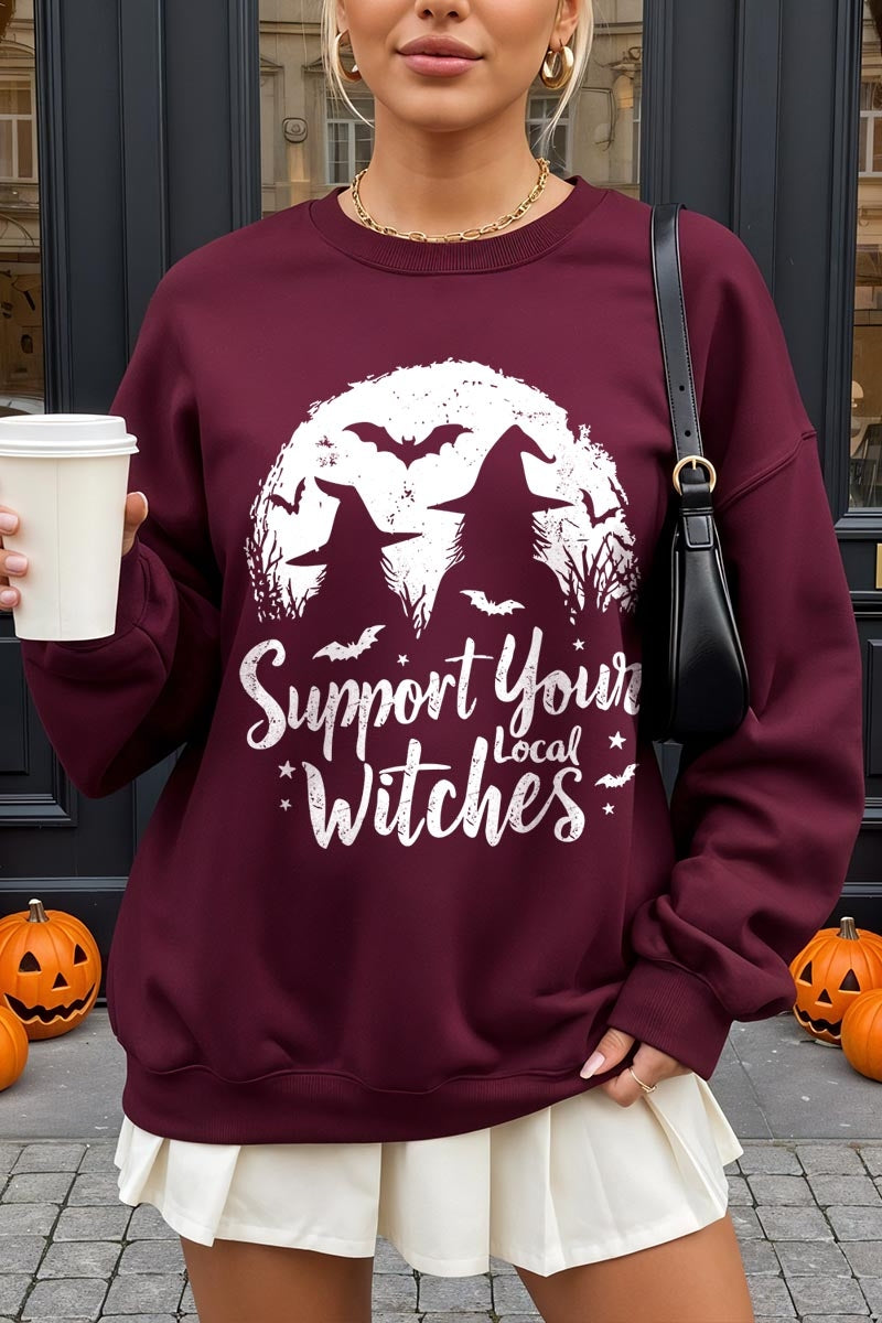 UL180P-E3161 Local Witches Halloween Graphic Plus Sweatshirt $25