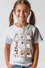US3001Y-E3106Z Halloween Ghost Dog Kids Graphic Tee $11