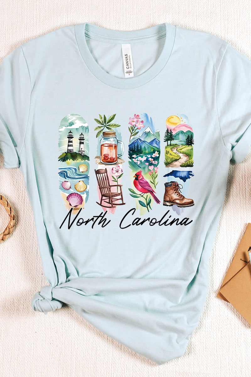 US3001-E3061NC North Carolina State Brushstroke Graphic Tee $12.5