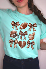 US3001P-E3054 Cute Football and Bow Graphic Plus Tee $16