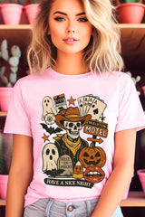 US3001-E3107 Spooky Western Skeleton Graphic Tee $12.5