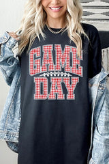 5000P-E3126 Red Gingham Game Day Graphic Plus Heavy Cotton Tee $12.75