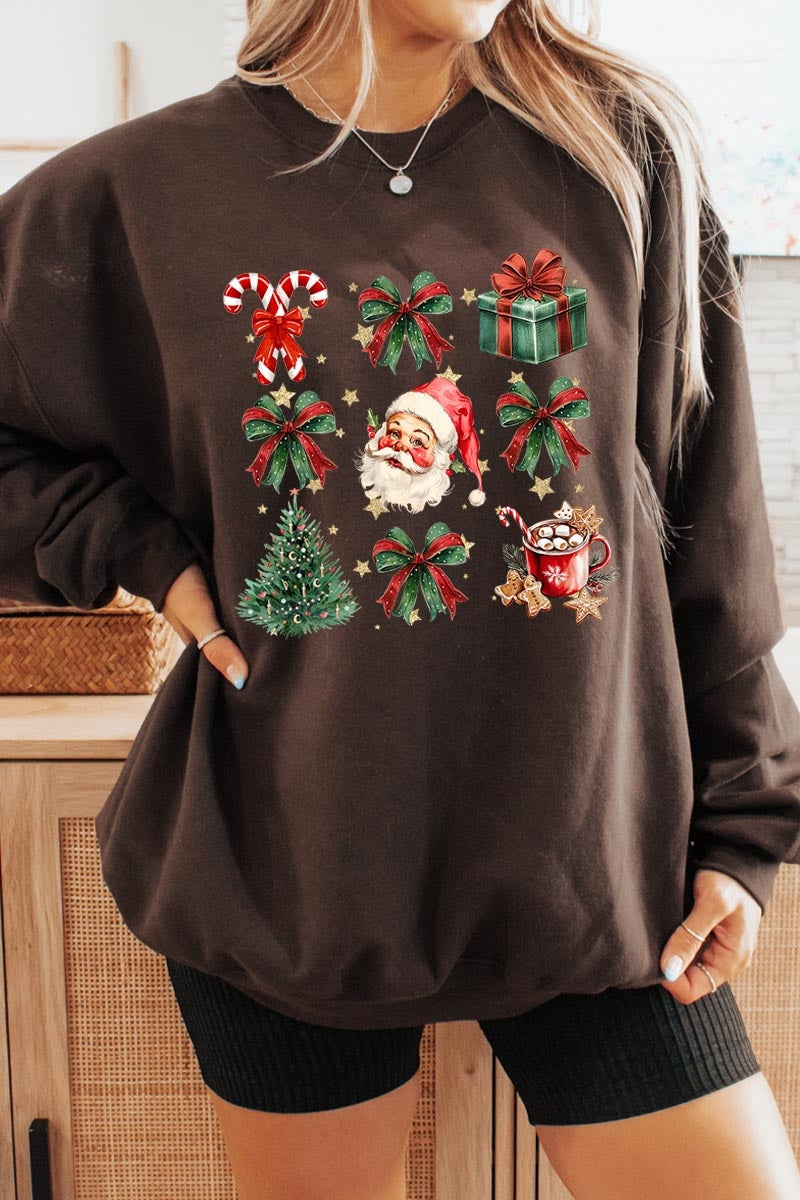 UL180-E3217 Santa Gifts & Bows Christmas Graphic Sweatshirt $20