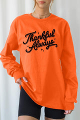 UL240-E3168 Thankful Always Graphic Long Sleeve Tee $13.75