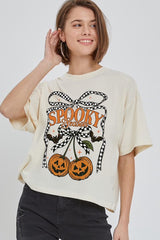 CTS-E3085 Pumpkin Cherries Graphic Relaxed Crop Top $11