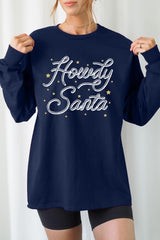 UL240-E3199 Howdy Santa Graphic Long Sleeve Tee $13.75