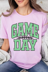 US3001P-E3128 Green Gingham Game Day Graphic Plus Tee $16