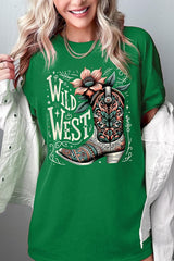 5000-E3100 Wild West Cowgirl Boot Graphic Heavy Cotton Tee $9