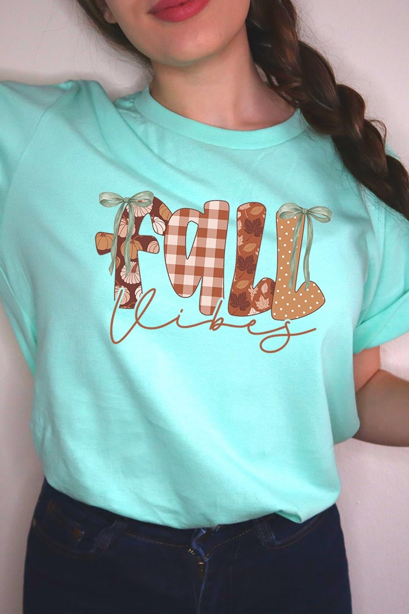 US3001-E3071 Fall Vibes Rustic Script Graphic Tee $12.5