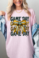5000-E3090 Yellow Football Game Day Bow Heavy Cotton Tee $9