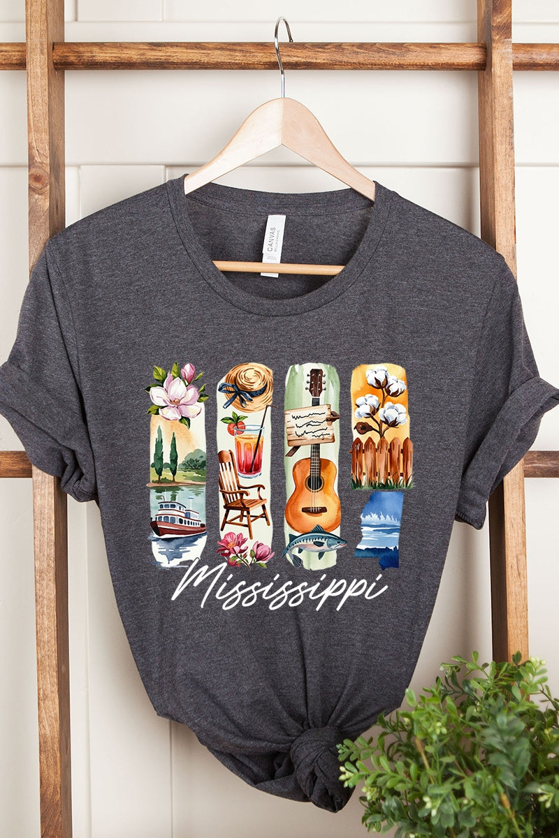 US3001-E3061MS Mississippi State Brushstroke Graphic Tee $12.5