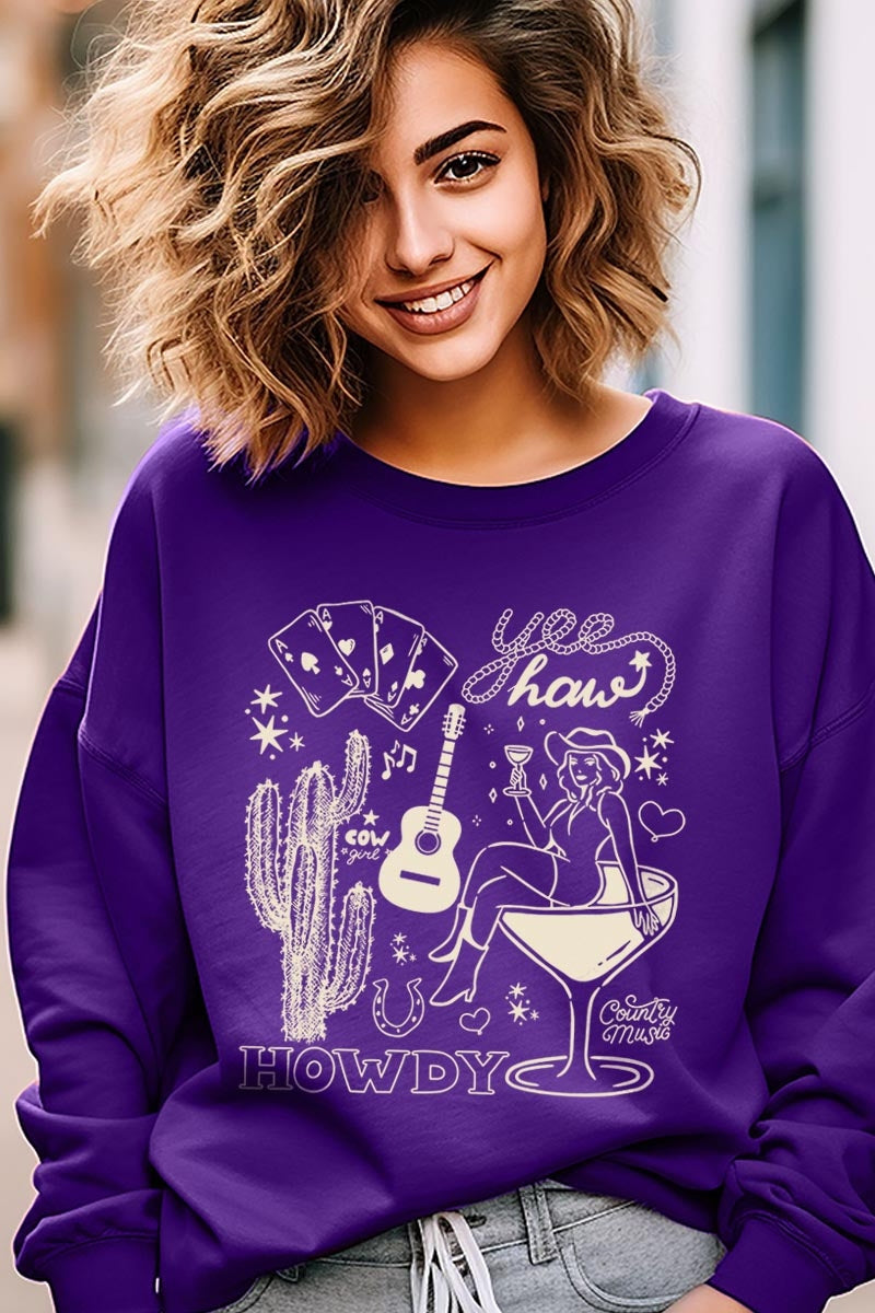 UL180-E3097 Cowgirl Country Music Graphic Sweatshirt $20