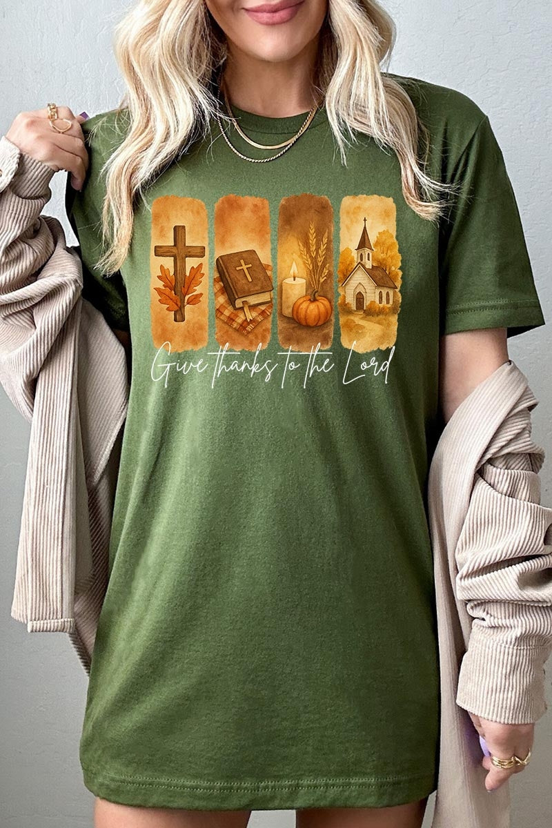 US3001P-E3169 Give Thanks To The Lord Graphic Plus Tee $16