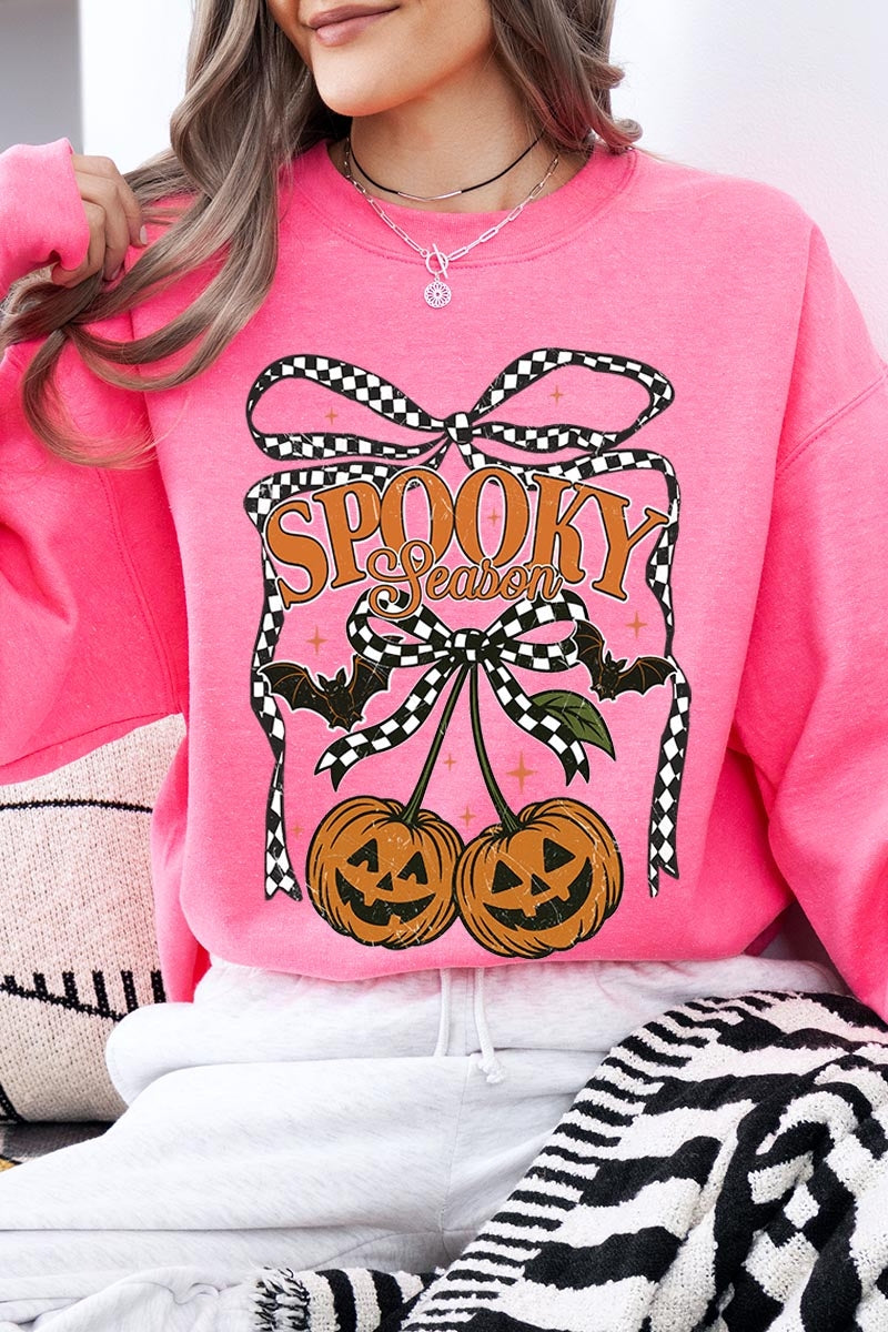 UL180P-E3085 Pumpkin Cherries Graphic Plus Sweatshirt $25