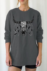 UL240P-E3176 Western Bullskull Graphic Plus Long Sleeve Tee $17