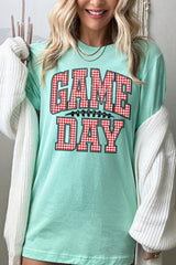 US3001P-E3126 Red Gingham Game Day Graphic Plus Tee $16