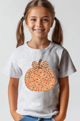 US3001Y-E3135Z Floral Fall Pumpkin Kids Graphic Tee $11