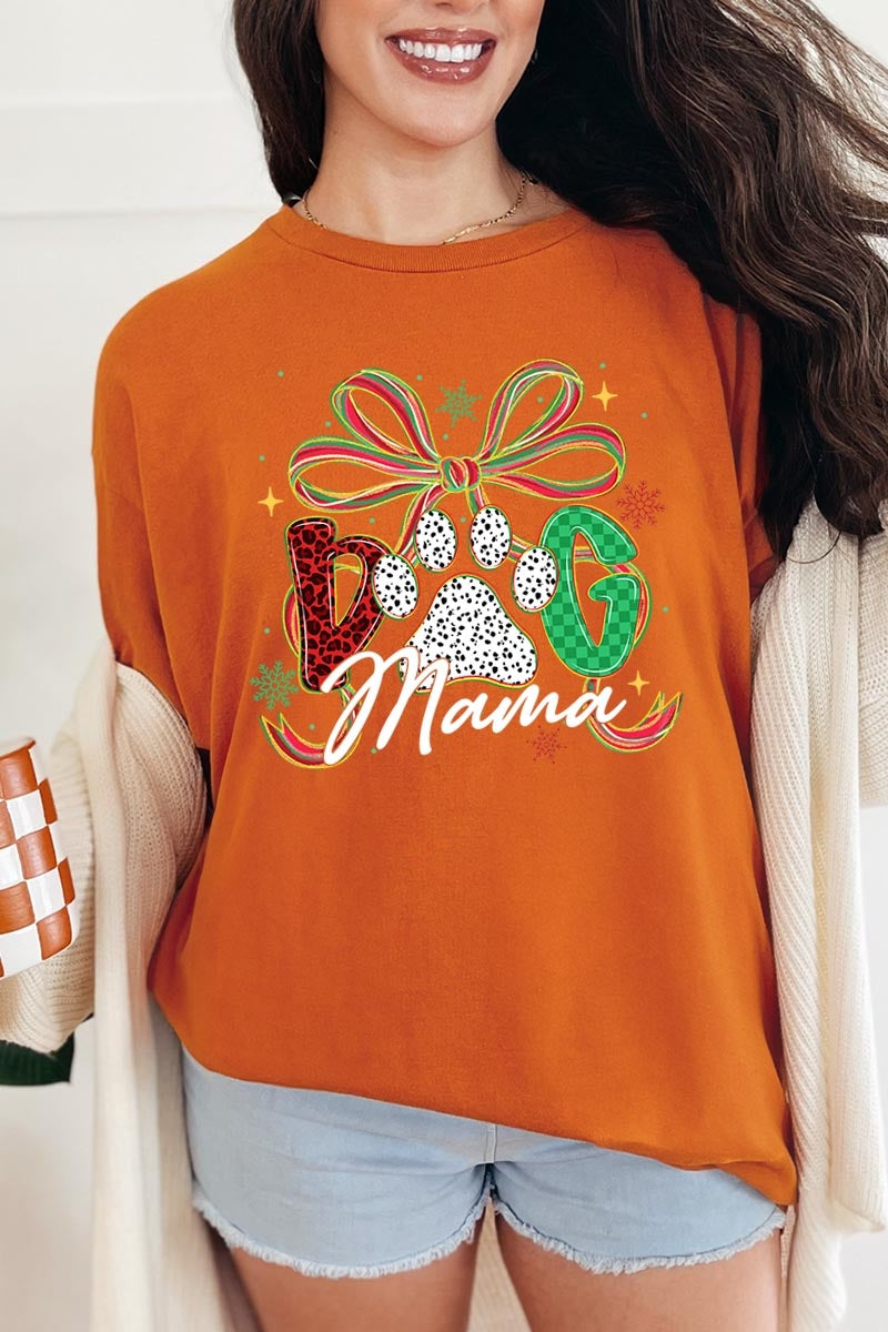 5000-E3194 Dog Mama Christmas Paw Graphic Heavy Cotton Tee $9