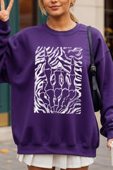 UL180-E3177 Skeleton Hands Zebra Graphic Sweatshirt $20
