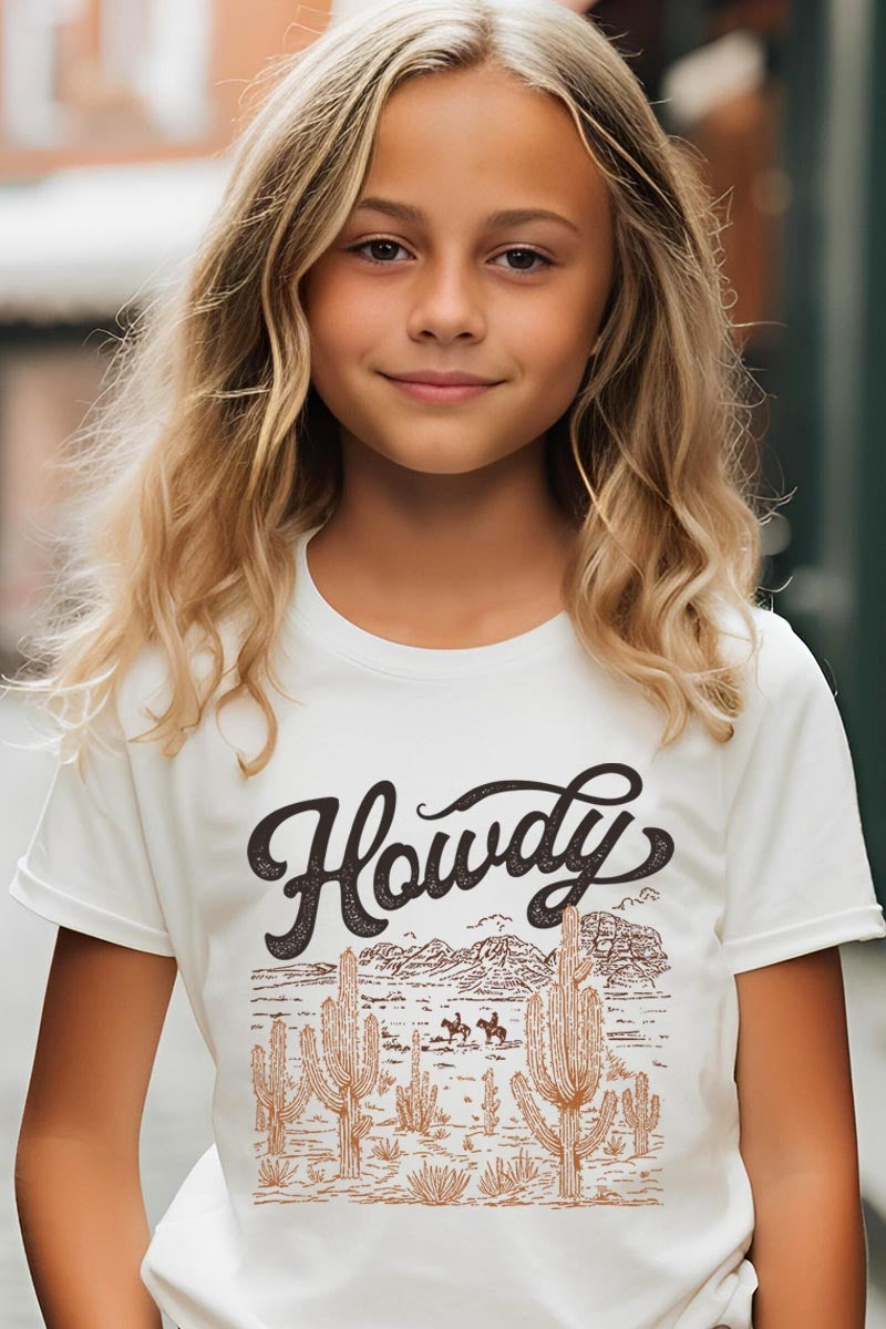 US3001Y-E3095Z Howdy Desert Western Kids Graphic Tee $11