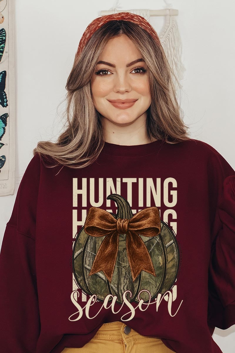 UL180-E3190 Hunting Pumpkin Bow Graphic Sweatshirt $20