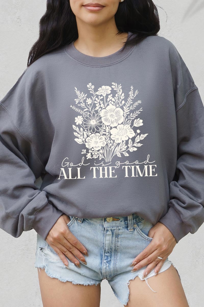 UL180-E3116 God Is Good Floral Graphic Sweatshirt $20