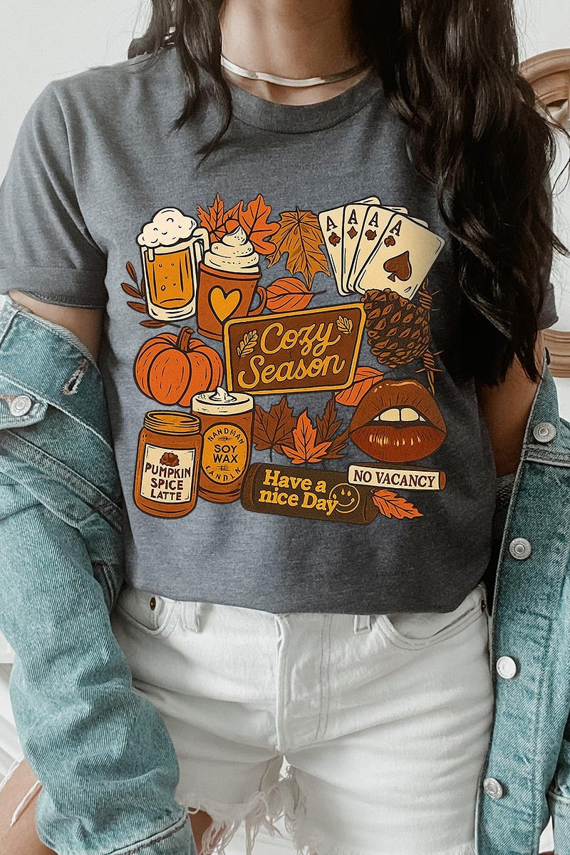 US3001-E3119 Retro Fall Collage Graphic Tee $12.5
