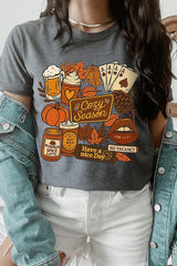 US3001-E3119 Retro Fall Collage Graphic Tee $12.5
