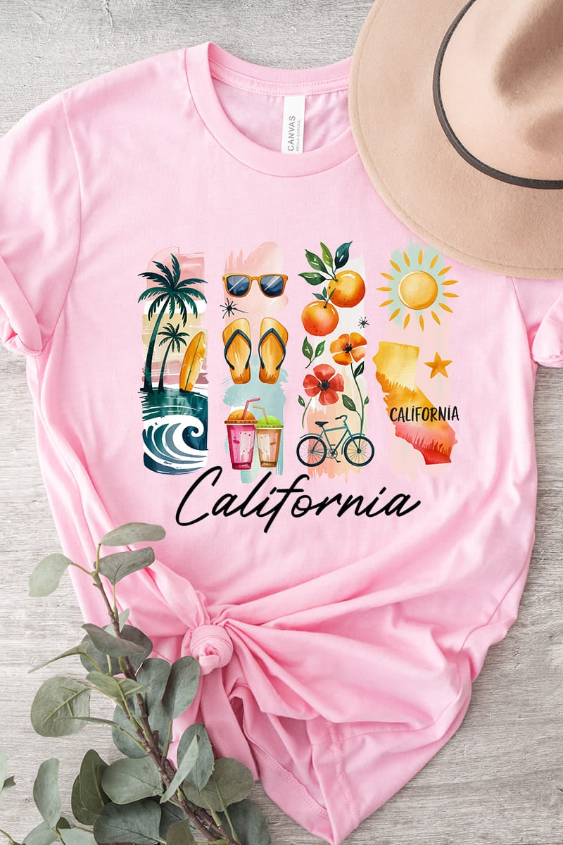 US3001-E3061CA California State Brushstroke Graphic Tee $12.5